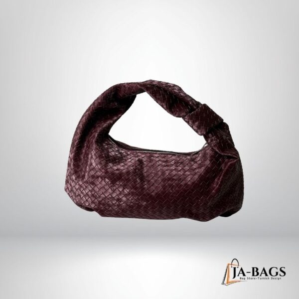 Afrodit Clutch Bordo Örgü Desenli Çanta 1