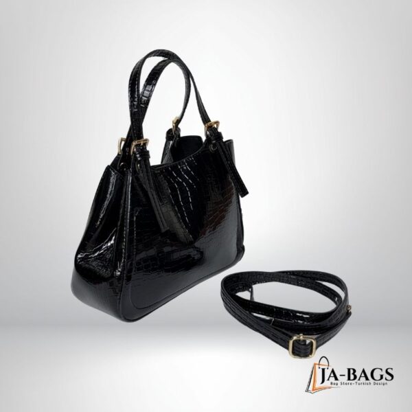Selene Siyah Kroko Desenli Midi Bag 3